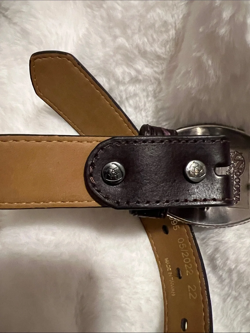 Girls Ariat belt with Pink Rhinestone Nocona Buckle